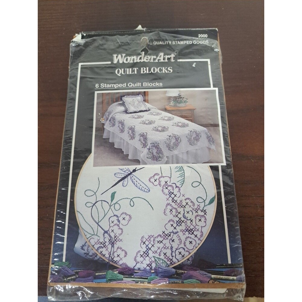 Wonder Art Stamped Quilt Blocks Lilacs #2000 Contains 6 16x16in Stamped Blocks